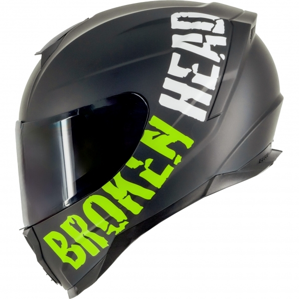 Broken Head BeProud Grün Set Casque de moto, visière noire incluse