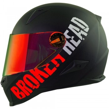 Broken Head BeProud Rot Motorradhelm + Rot verspiegeltes Visier | Mirror Edition
