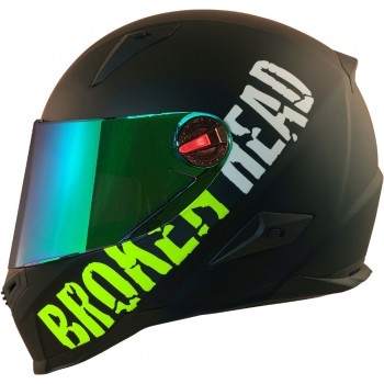 Broken Head BeProud Grün Motorradhelm + Grün Verspiegeltes Visier | Mirror Edition