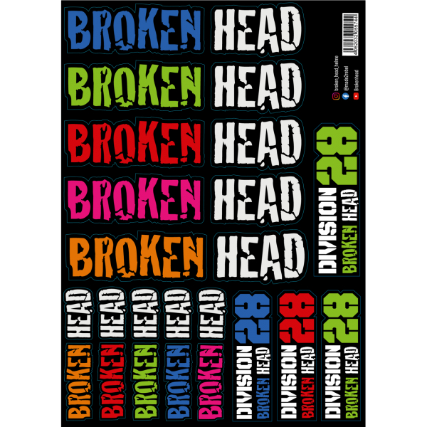 Kit d&#039;autocollants Broken Head A3 Set &quot;Color Flash