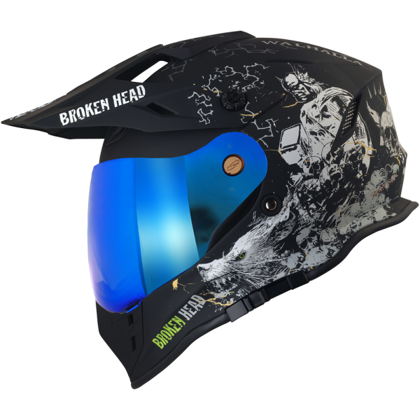 Broken Head Enduro helmet Fullgas Viking VX2 SET incl. blue mirrored visor