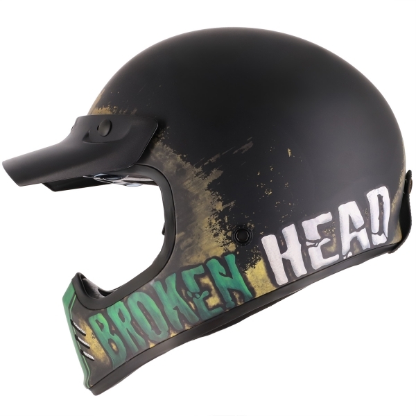 Broken Head Casque de cross rétro Rusty Rider Vert