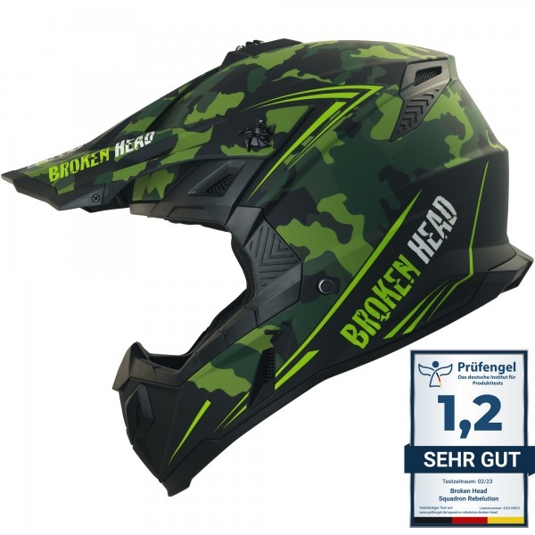 Broken Head Cross Helmet Squadron Rebelution Camouflage Green