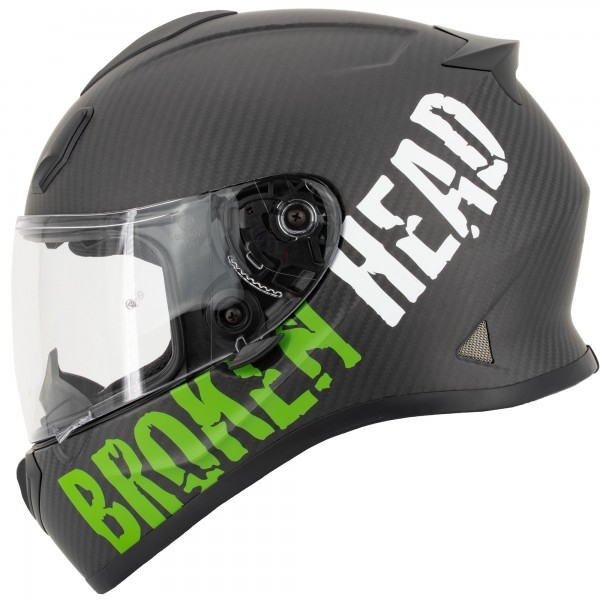 Broken Head (B-Ware) BeProud Carbon Grün Racing-Helm - Limited Edition