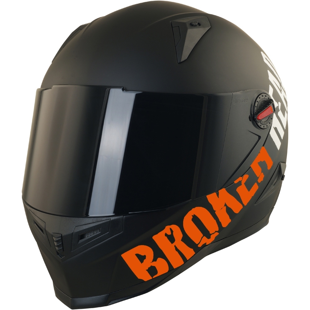 Motorradhelm Mit Schwarzem Zusatz-Visier Broken Head BeProud Matt-Schwarz & Orange Größe XS 53-54 cm