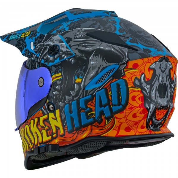Broken Head Tigris VX2 Enduro-Helm + Blau Verspiegeltem Visier