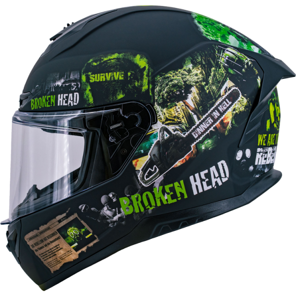 Broken Head full face helmet Resolution green