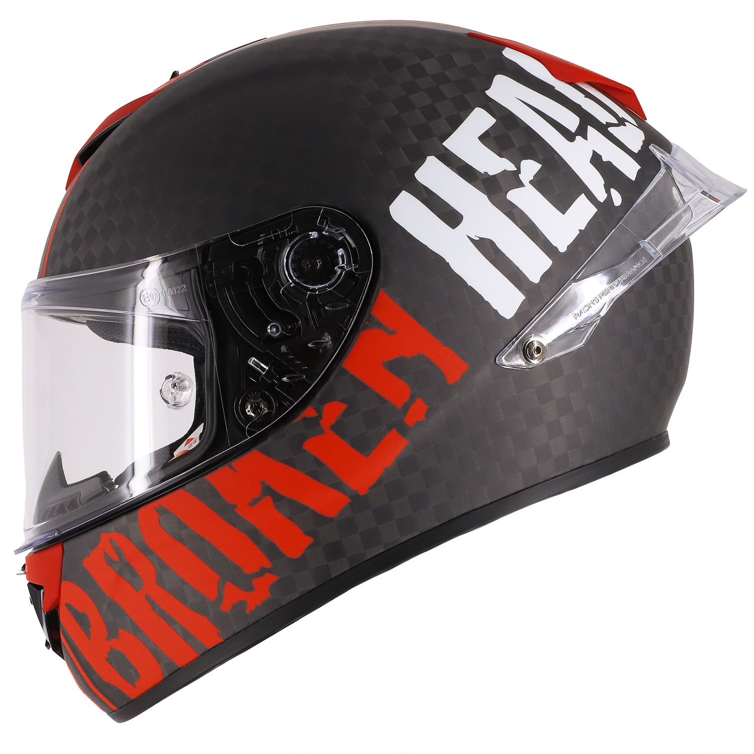 Broken Head Racing-Helm BeProud Race Pro Carbon Rot Mit 3 Visieren