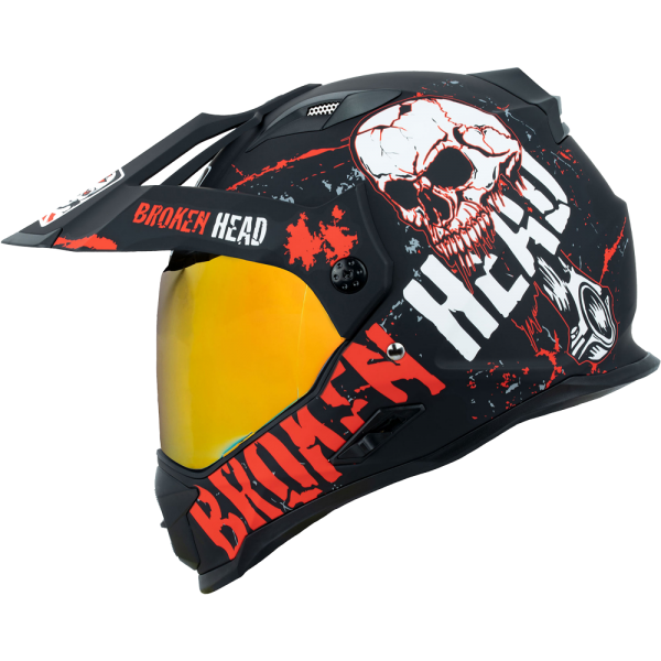 Broken Head Enduro helmet Bone Crusher red incl. red mirrored visor