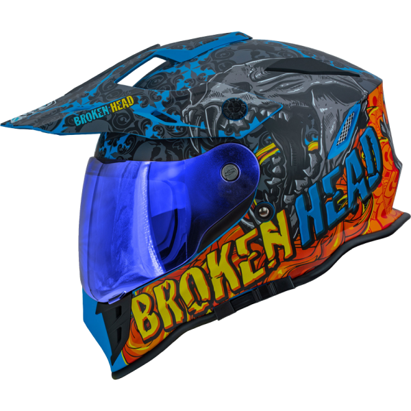 Broken Head Tigris VX2 enduro helmet incl. blue mirrored visor