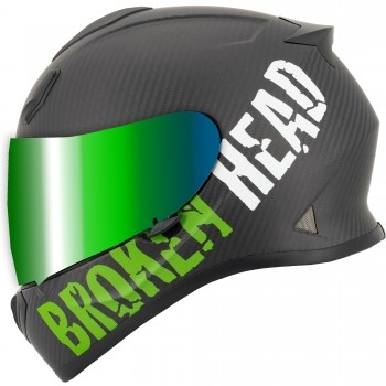 Broken Head (A-Minus-Ware) BeProud Carbon Grün Limited Edition inkl. grün verspiegeltem Visier