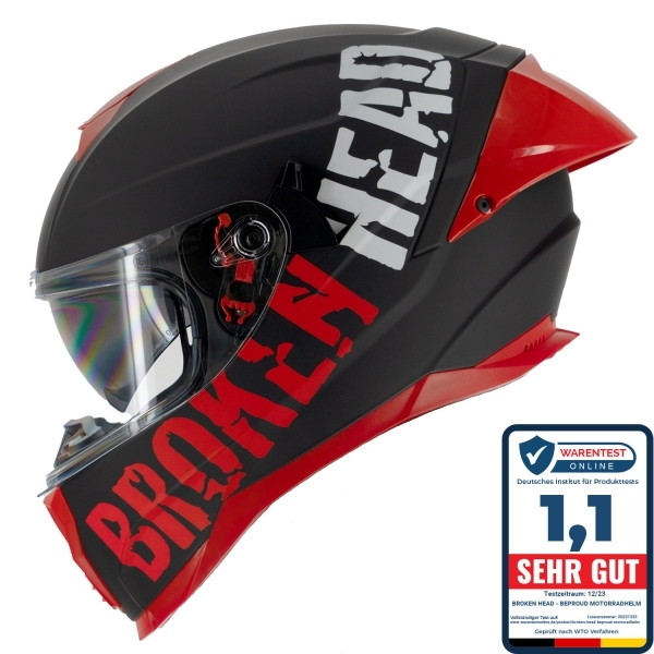 Casque intégral Broken Head BeProud Pro Sport rouge avec visière transparente