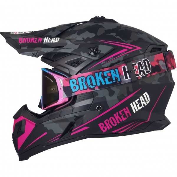 Broken Head Crosshelm Squadron Rebelution Pink + MX-Brille Regulator Pink