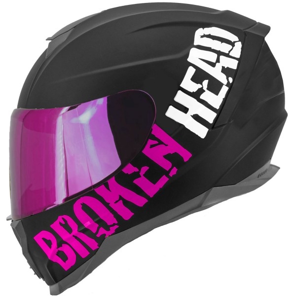 Broken Head BeProud Pink Set Motorradhelm + Rose-Gold Verspiegeltes Visier | Mirror Edition