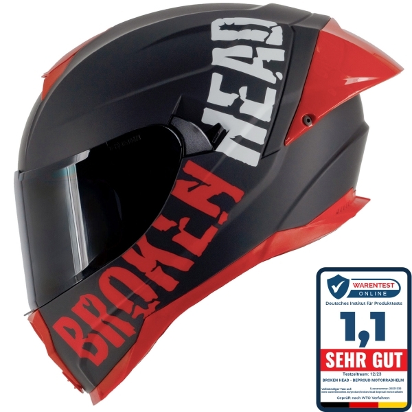 Broken Head BeProud Pro Red Sport Integral Helmet | Limited Color Edition | incl. black visor