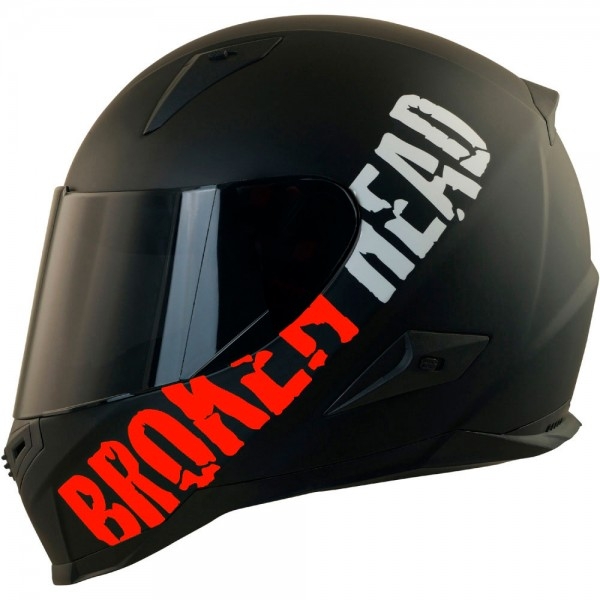 Casque de moto Broken Head BeProud Rouge Set, visière noire incluse