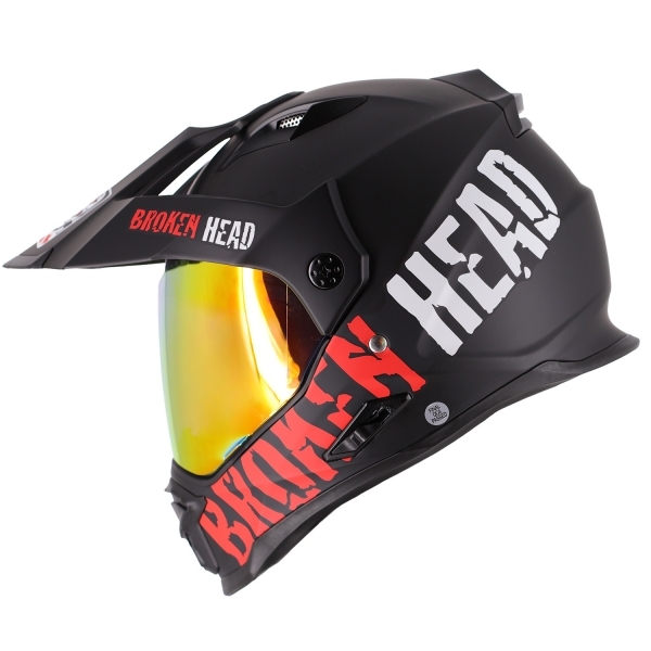 Broken Head Enduro helmet Made2Rebel red SET with red mirrored visor