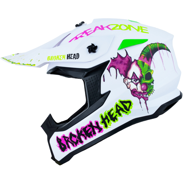 Broken Head Cross helmet Freakzone white pink green
