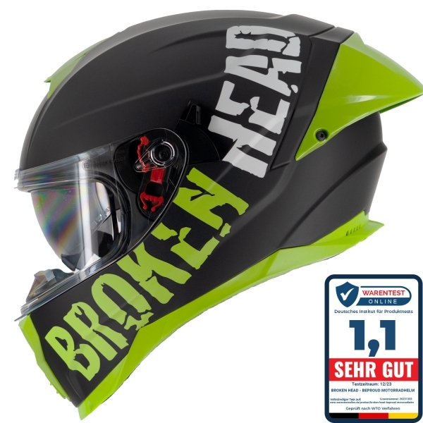 Broken Head BeProud Pro Sport casque intégral vert avec visière transparente