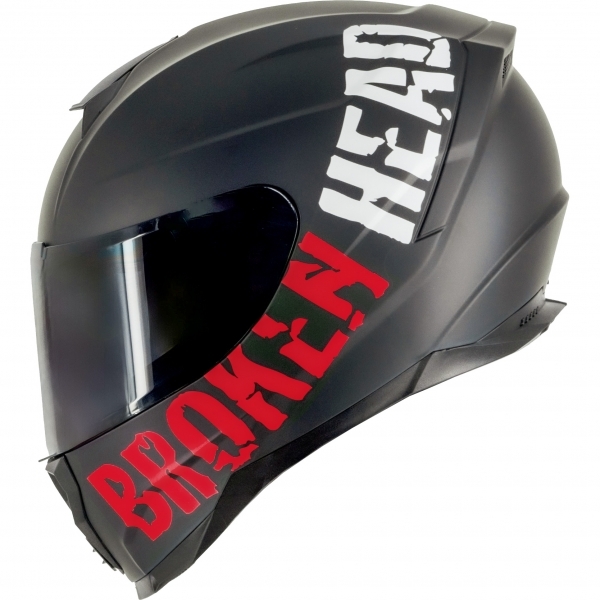 Casque de moto Broken Head BeProud Rouge Set, visière noire incluse