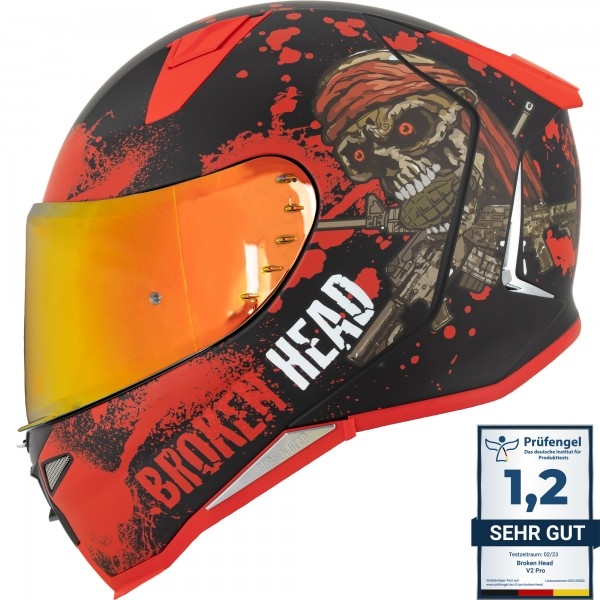 Broken Head Jack S. V2 Pro Red full face helmet incl. free red mirrored visor