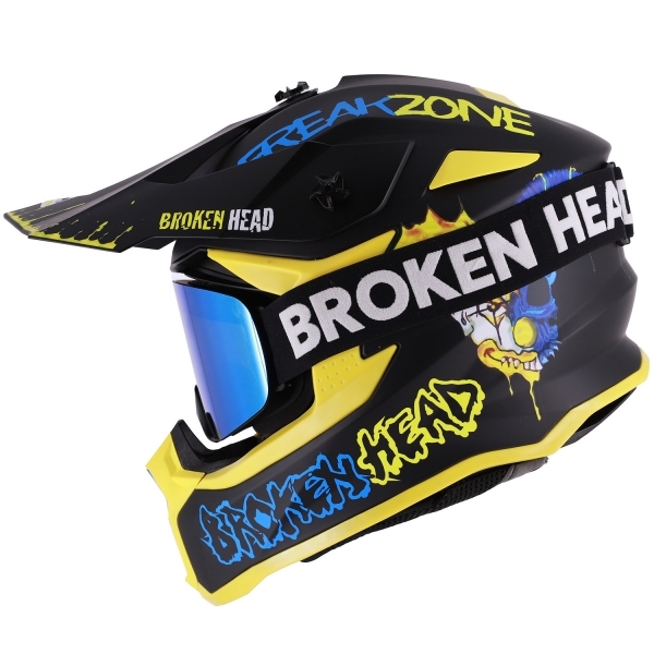 Broken Head Casque de Moto-cross Freakzone Noir-Vert-Rouge