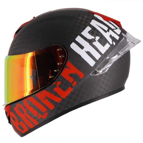 Broken Head Full Face Helmet BeProud Race Pro Carbon Red With Red Mirrored And Black Visor
