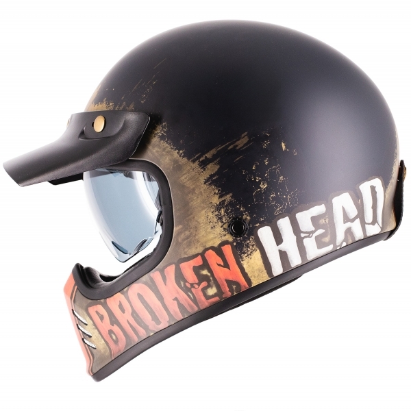 Broken Head Retro Cross Helmet Rusty Rider Orange